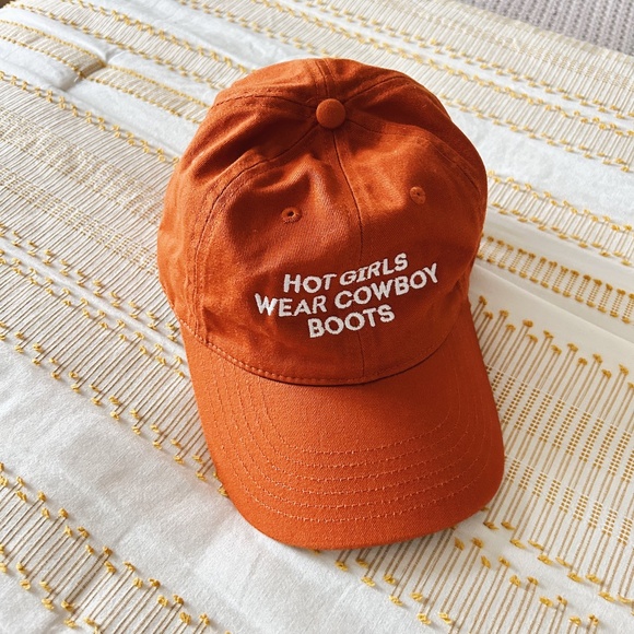 Desert Bloom Accessories - Hot Girls Wear Cowboy Boots Baseball Hat - NWOT - Orange and White